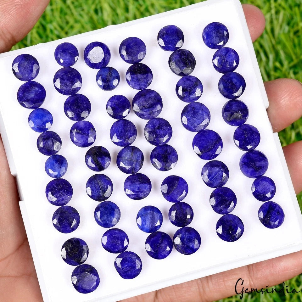 154.40 Ct Natural Blue Beryl Round Faceted Loose Gemstone Lot 50 Pcs For Jewelry