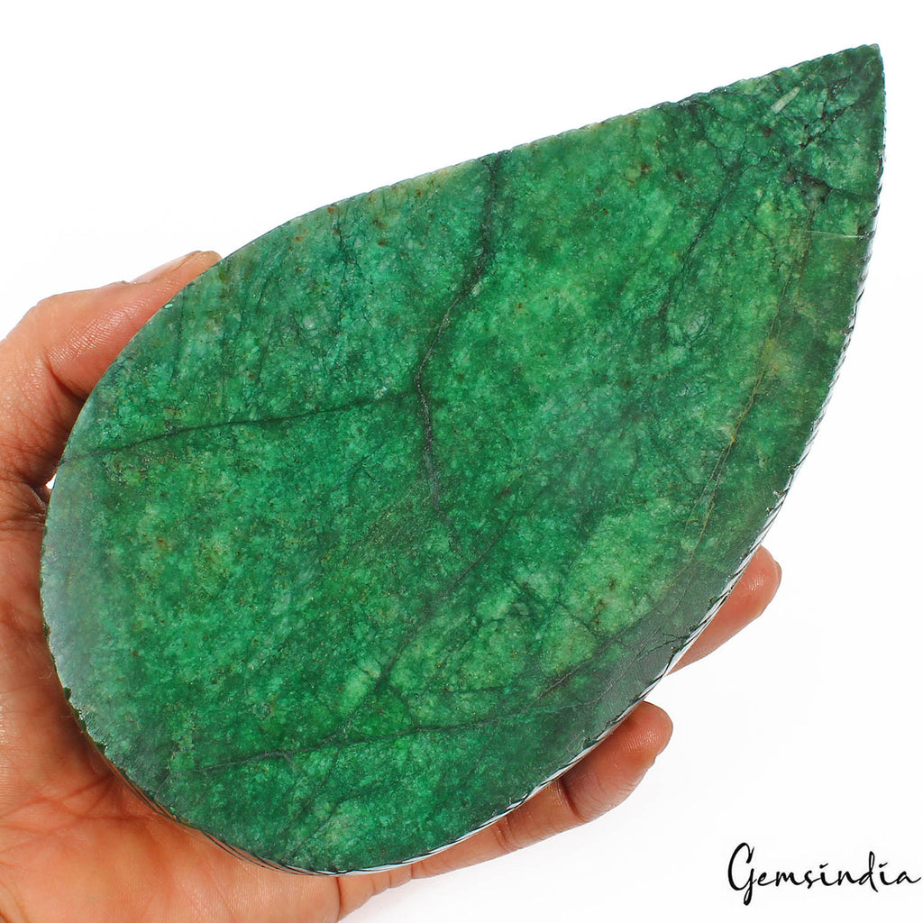 Certified 1.73Kg Natural Brazilian Green Dark Emerald Pear Carved Loose Huge Gem