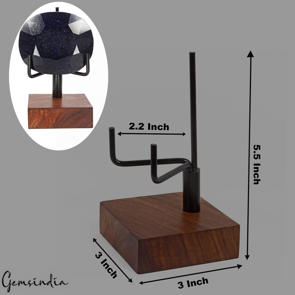 Adjustable Metal Arms Display Stand with 3x3 Inch Wooden Base for Rock Specimen