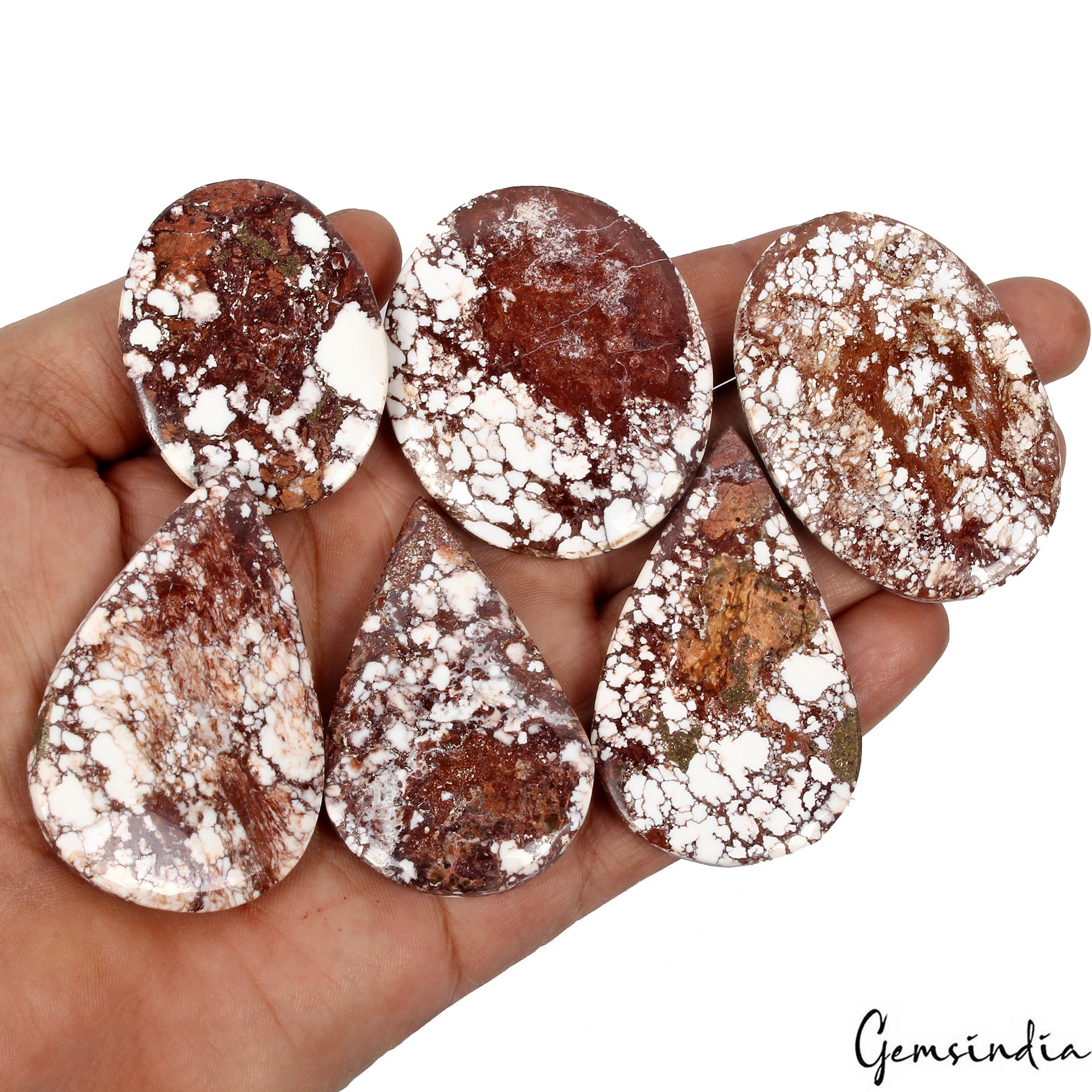 760 Ct/ 7 Pcs Natural White buffalo Turquoise Mix Cabochon Loose Untreated Gems