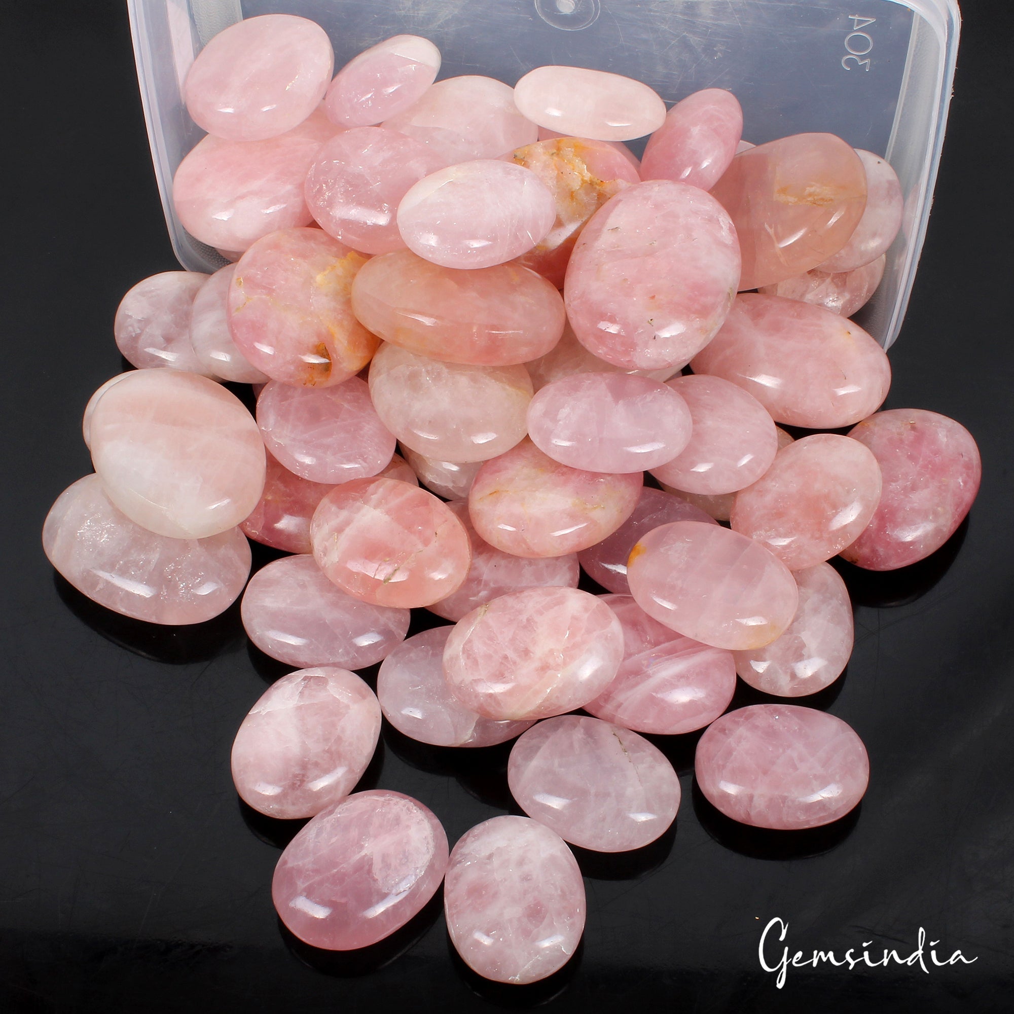 7.12 Lbs/6 Pcs Natural Pink Rose Quartz Crystal Palm Stones Polished Healing Lot