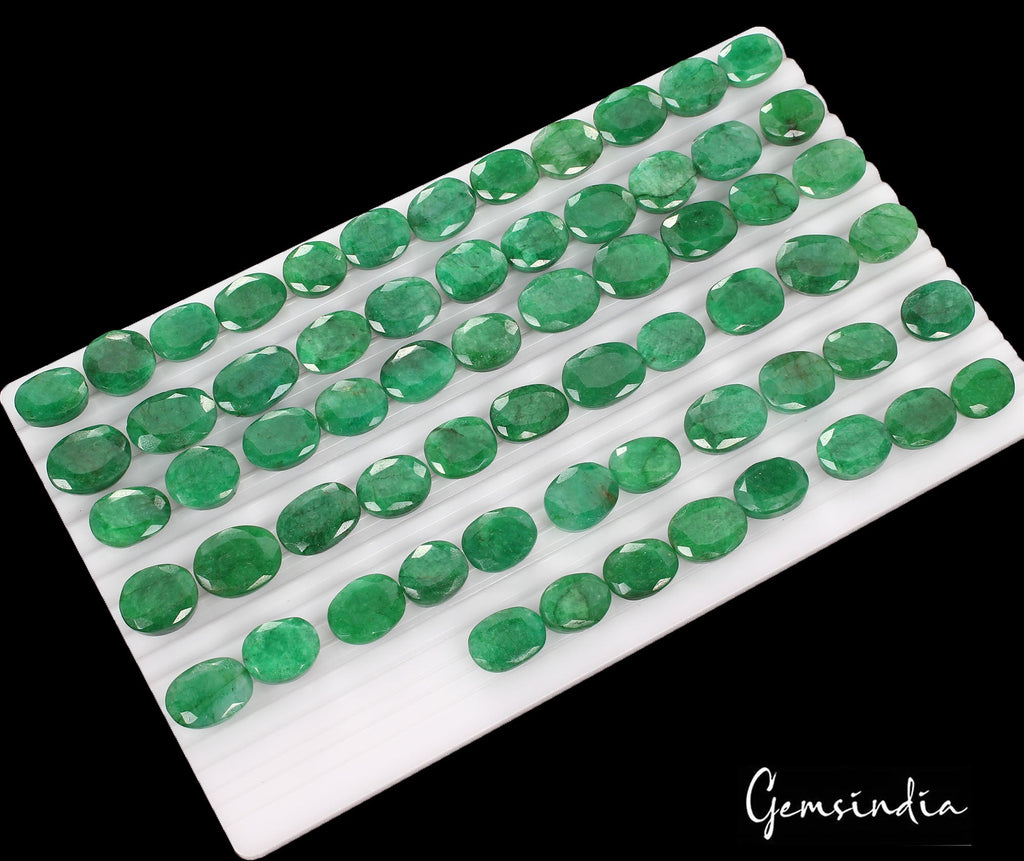 1000 Ct/64 Pcs Natural Brazilian Dark Green Emerald Oval Cut Gem Lot For Jewelry