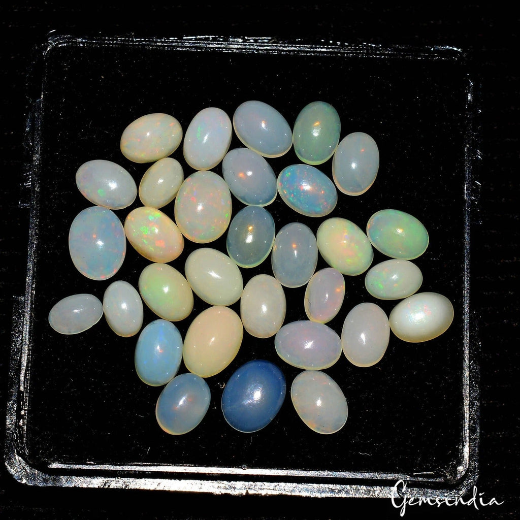 Certified 16.90 Cts/31 Pcs Natural Multi Welo Fire Ethiopian Opal Oval Cab Gems