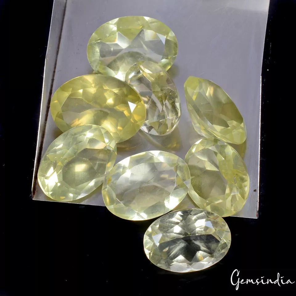 Lemon Quartz Lot, Loose Gemstone, Untreated — 8 Pieces, 15mm to 17mm, 69.10 Ct