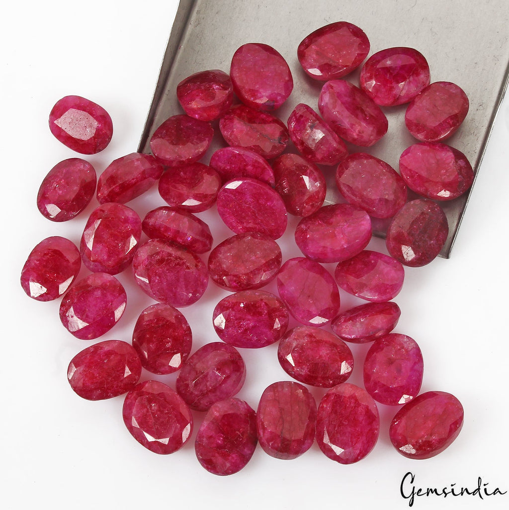 430 Cts/40 Pcs Natural Red Pink Beryl Oval Faceted Loose Gems Lot For Jewelry