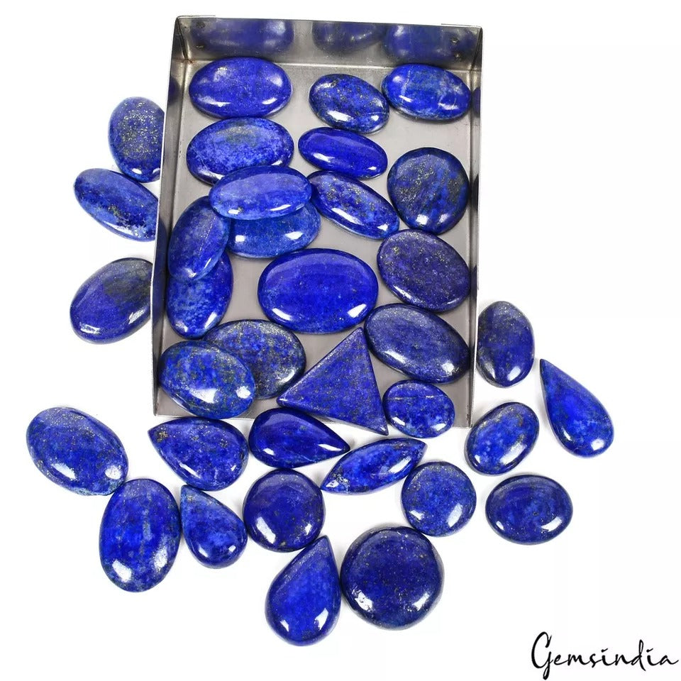 1140 Ct/35Pcs Natural Blue Gold Pyrite Lapis Lazuli Mix Cab Loose Wholesale Gems