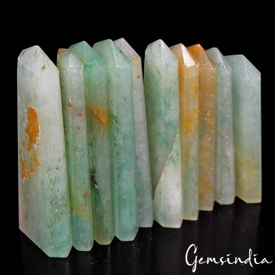 Natural Aventurine Obelisk Crystal Wand Tower Point Reiki Healing Gems ~10 Pcs