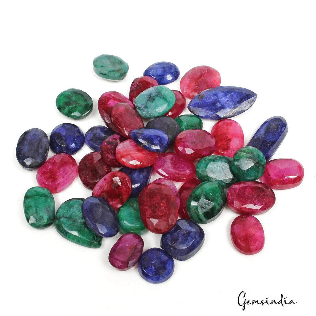 Red Beryl Lot, Loose Gemstone, Color Enhanced, Green — 43 Pieces, 12mm to 27mm, 390 Ct