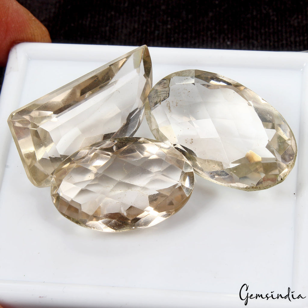 3 Pcs Natural Smoky Quartz 25-31mm Mix Cut Loose Untreated Gemstones 122.60 Cts