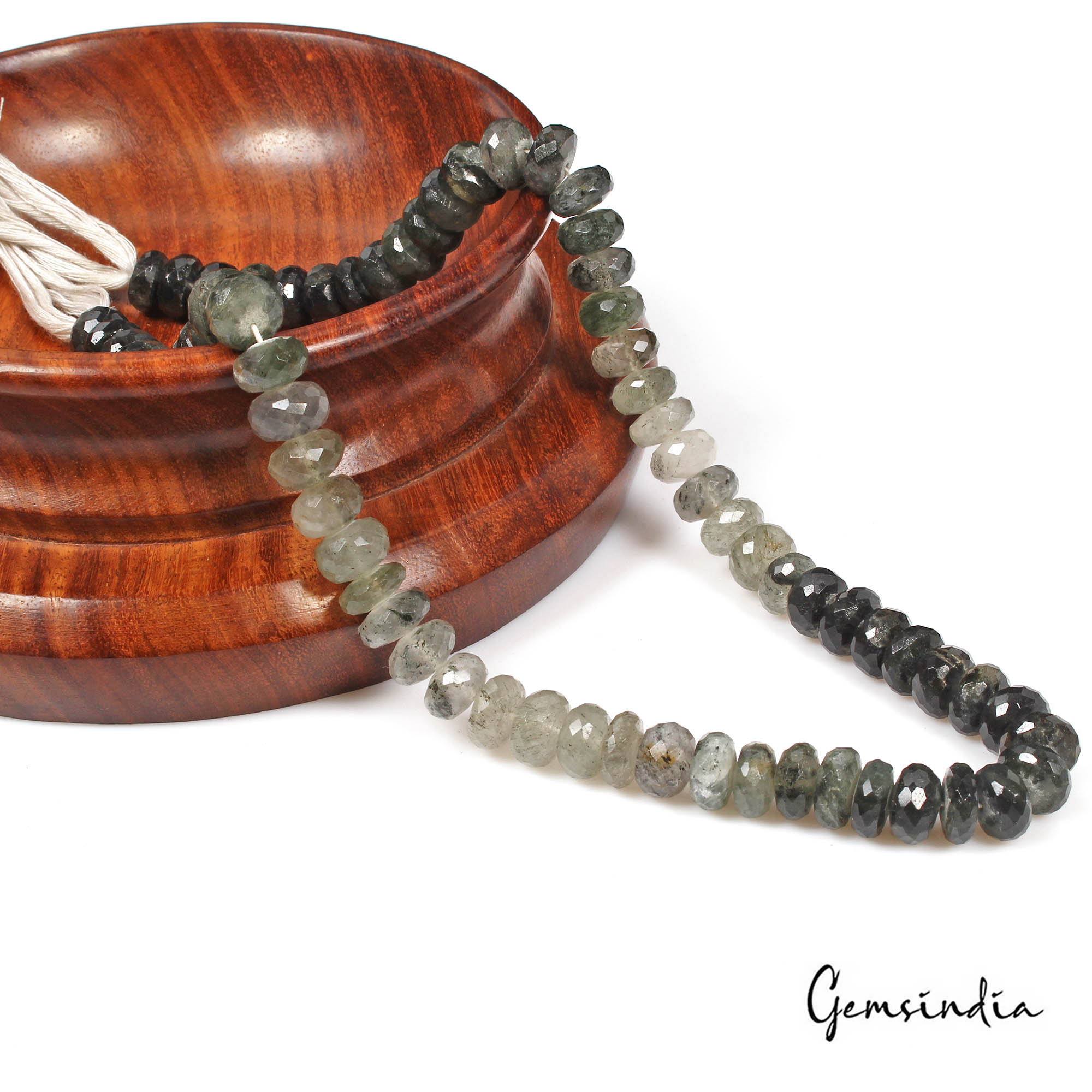 Rutile Quartz Beaded Strand, Untreated, Bi Color — 8mm to 9mm, 310 Ct, India