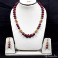 740 Ct Natural Red Ruby Gem Beaded With Golden Accessories Hand Made Jewelry Set