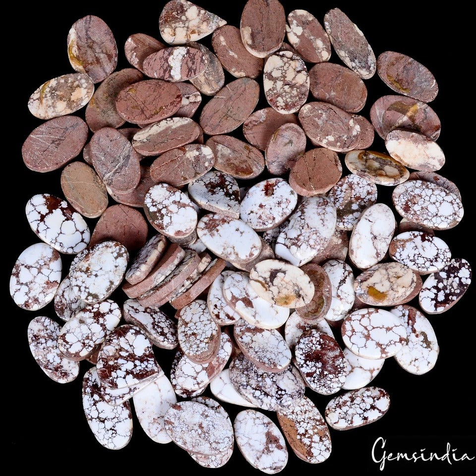 3500 Ct/103 Pcs Natural Untreated White Buffalo Turquoise Mix Cab Wholesale Gems
