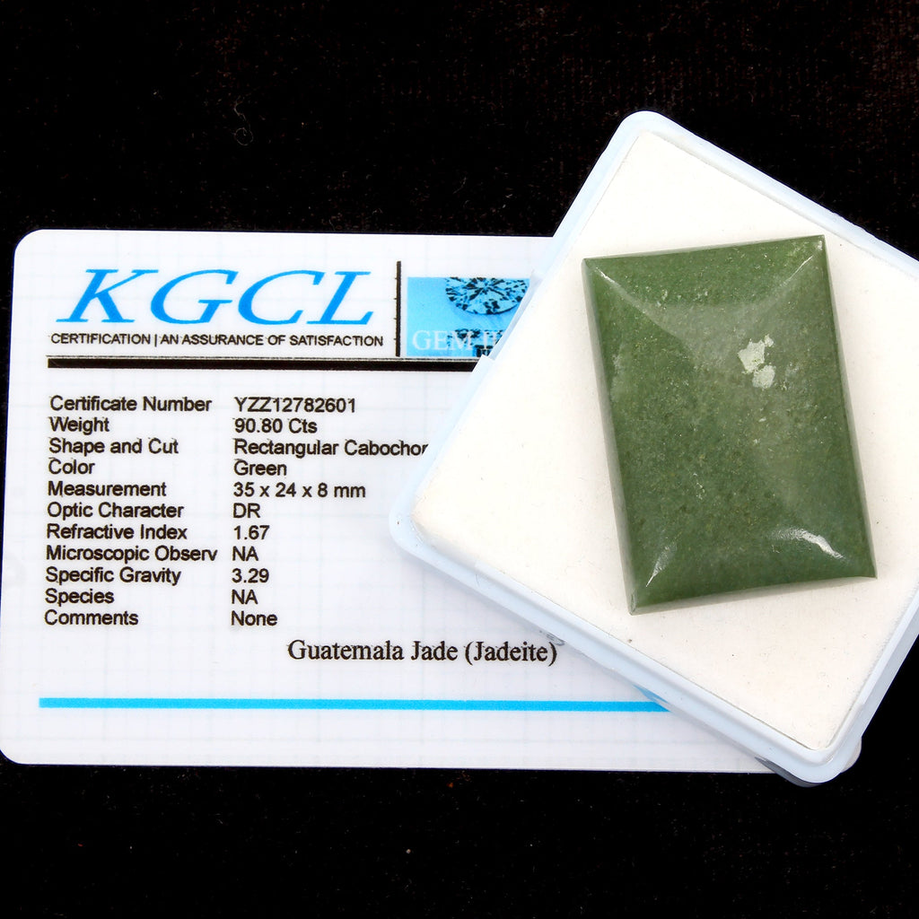 Certified 90.80 Cts Natural Untreated Jade/Jadeite Loose Baguette Cab Gemstone
