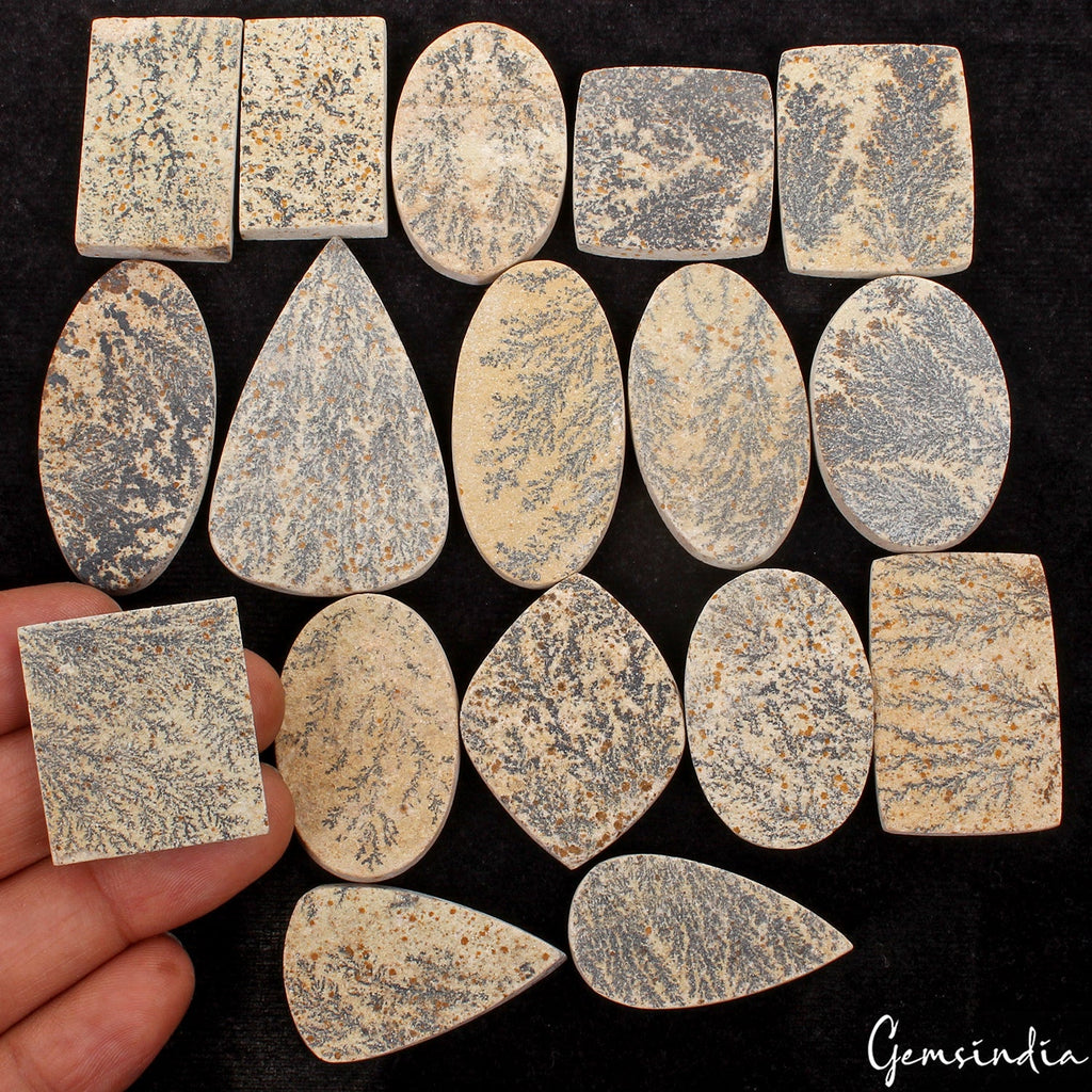 630Ct Natural Untreated Psilomelane Dendrite Tree Agate Rough Mix Cab Gems~17 Pc