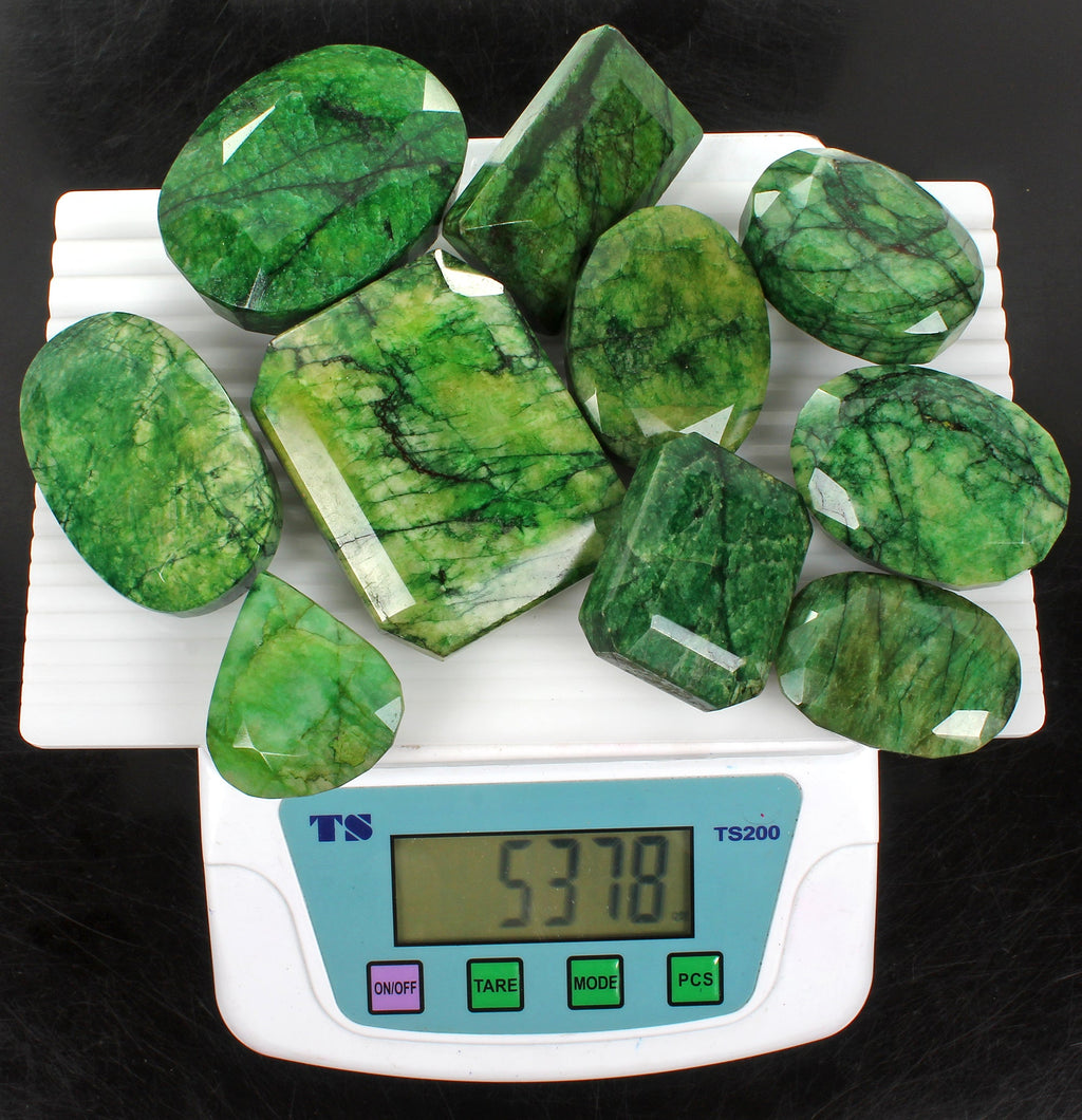 5350 Ct Natural Green Emerald From Brazil Loose 45-57mm Mix Cut Gemstones Lot