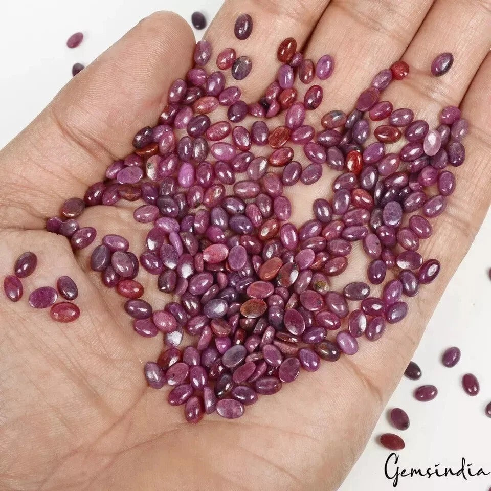 Natural Untreated Red Ruby Certified Lot 200 Ct Oval Cab Loose Gemstones 313 Pcs