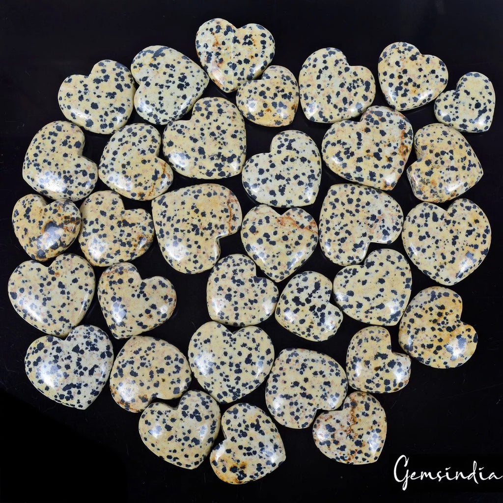33 Pcs Natural Dalmation Jasper 23-33mm Heart Shape Loose Cabochon Gems 2500 Cts