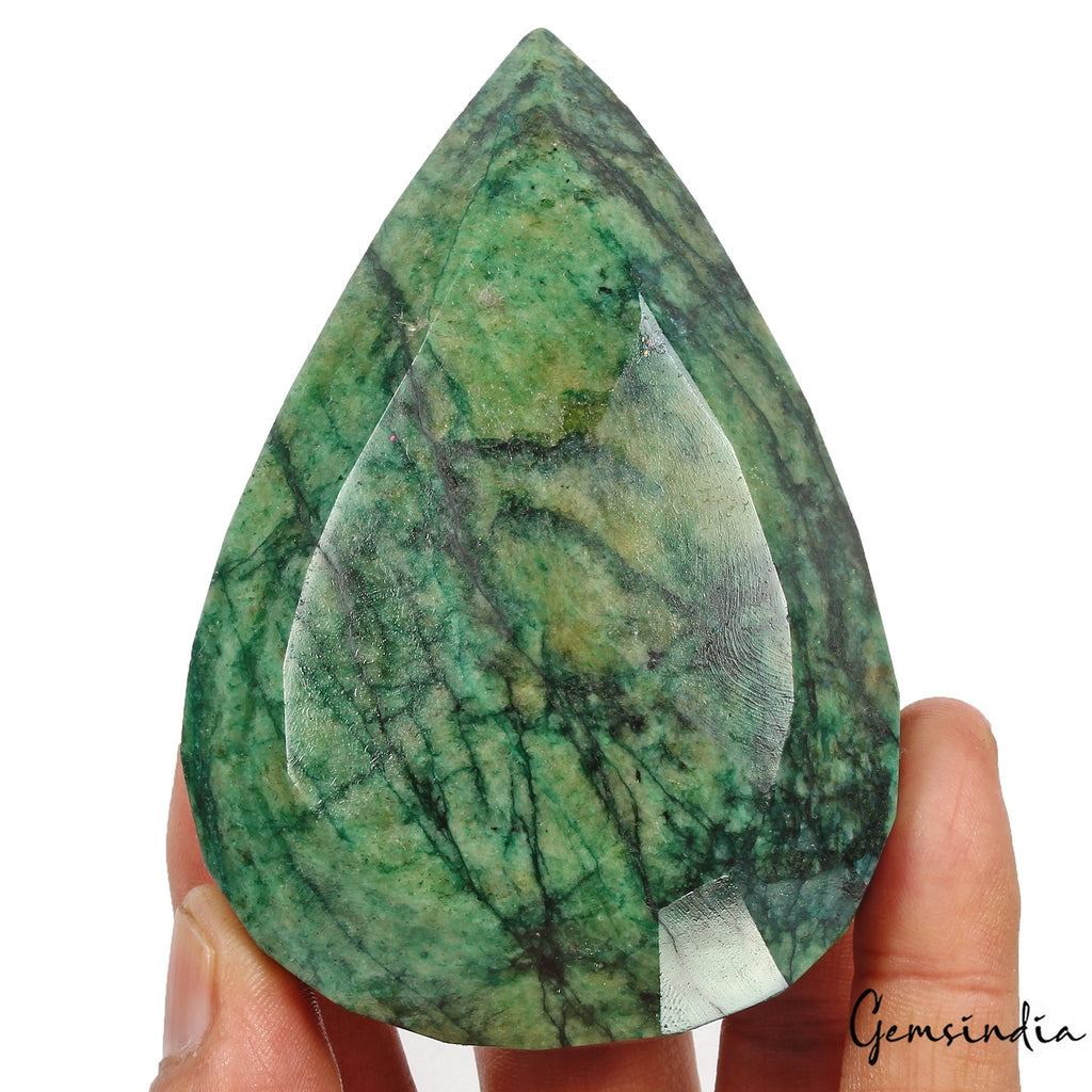 1240 Cts Natural Brazilian Green Emerald Pear Faceted Earth Mined Loose Huge Gem