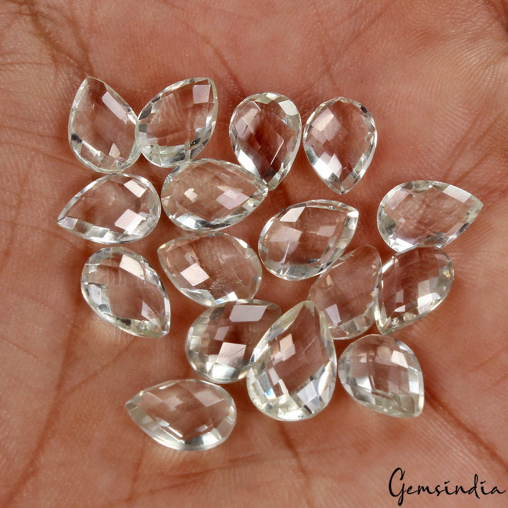 29.70 Ct Natural Green Amethyst Pear Checker Cut Loose 10-12mm Gemstones/ 16 Pcs