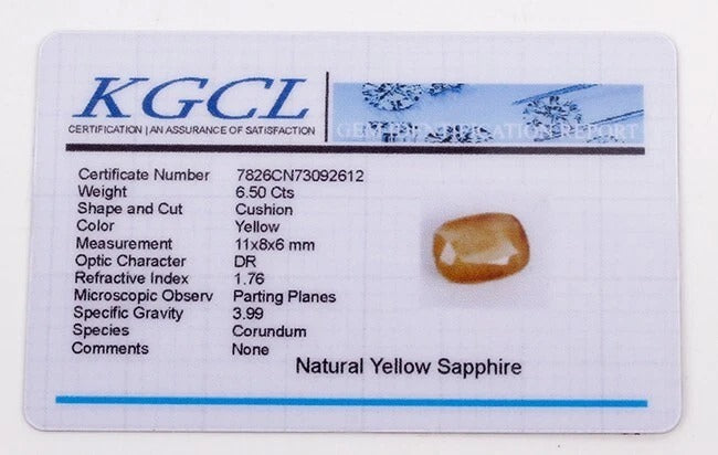 Yellow Sapphire Loose Gemstone, Untreated — 11x8x6 mm, 6.50 Ct, Sri Lanka