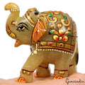 750 Cts Natural Aventurine Carved Elephant Trunk Up Gemstone Animal Statue Decor
