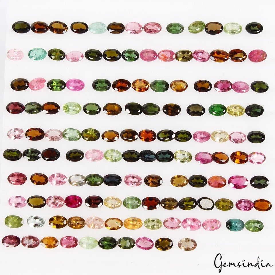 Tourmaline Loose Gemstone, Multi Color — 6mm To 7mm, 58.20 Ct, Mozambique