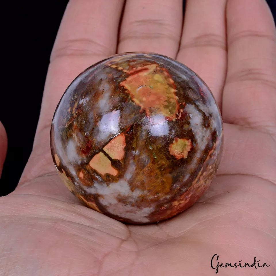 Ocean Jasper Sphere, Untreated — 46mm, 660 Ct, Madagascar