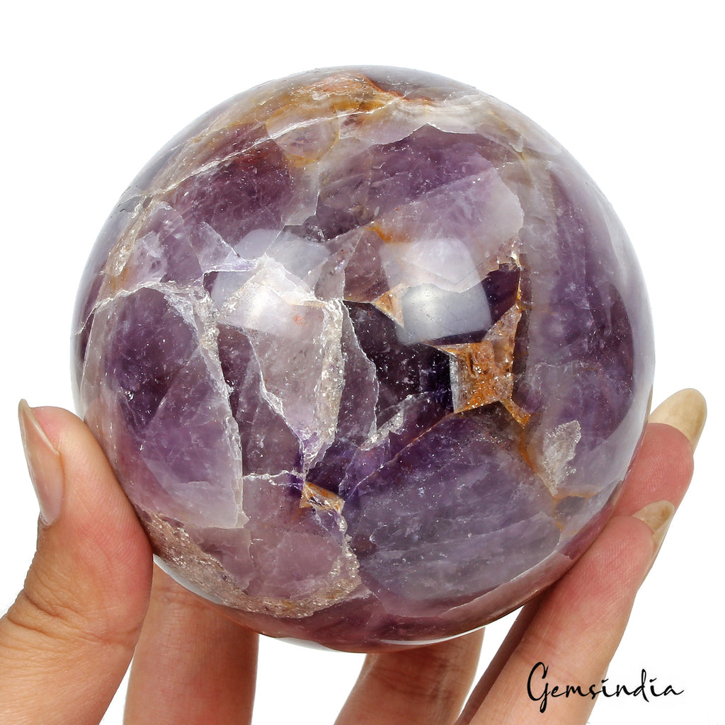 3460 Ct Natural Purple Amethyst Healing Crystal Mineral Sphere Gems With Stand