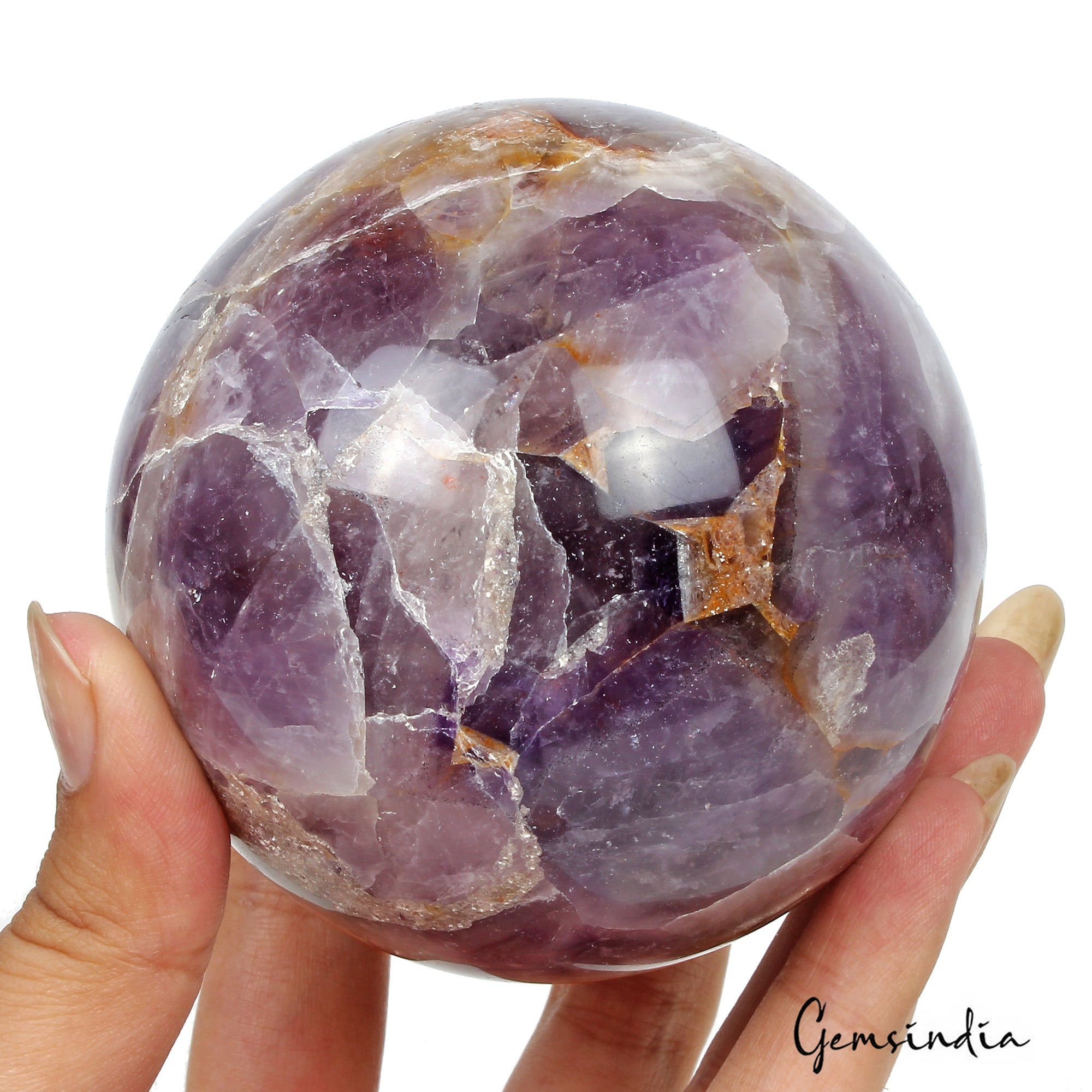 3460 Ct Natural Purple Amethyst Healing Crystal Mineral Sphere Gems With Stand