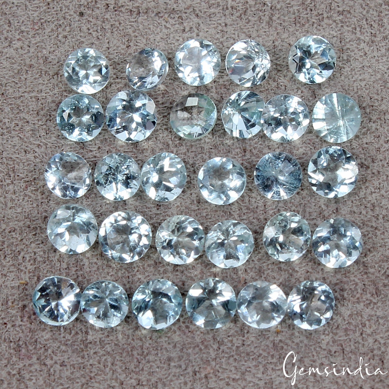 Round Cut Natural Unheated Nice Blue Aquamarine 6.60Ct 4mm 29 pcs Gemstones Lot