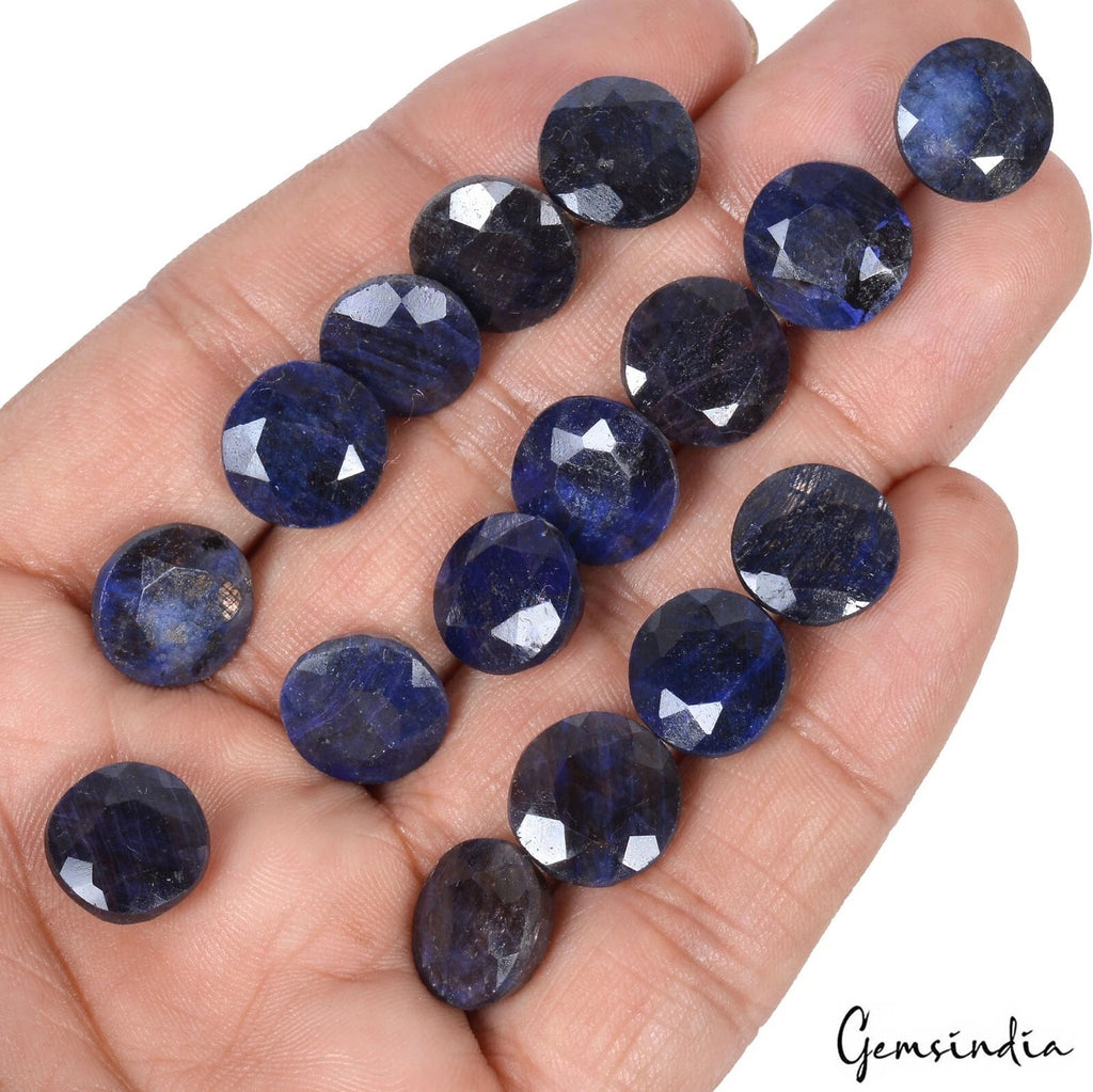 Blue Sapphire Lot, Loose Gemstone, Color Enhanced — 16 Pieces, 12mm, 160.40 Ct, Madagascar