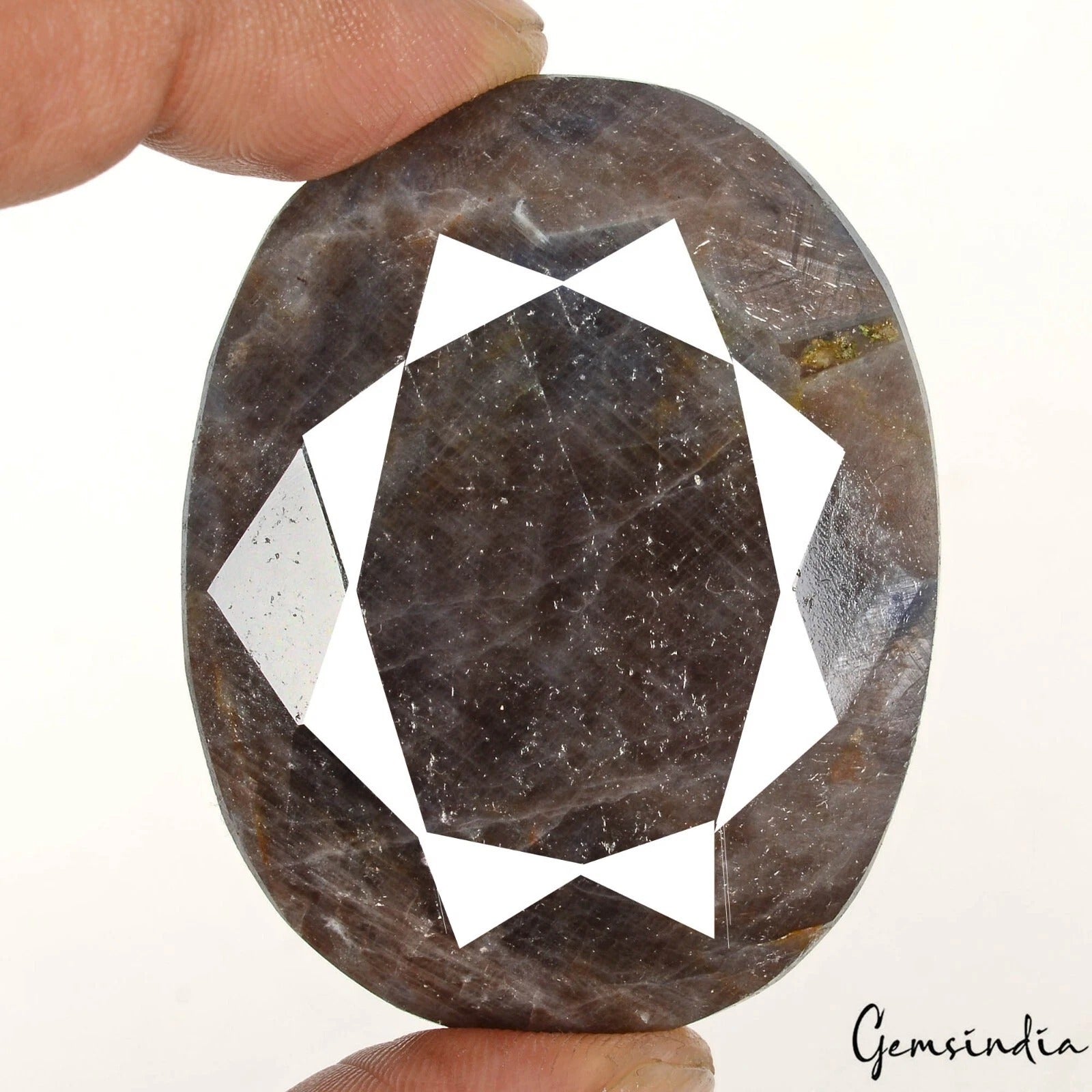 Natural Black Gray Untreated Sapphire Oval Faceted Cut Loose Gemstone 350 Cts