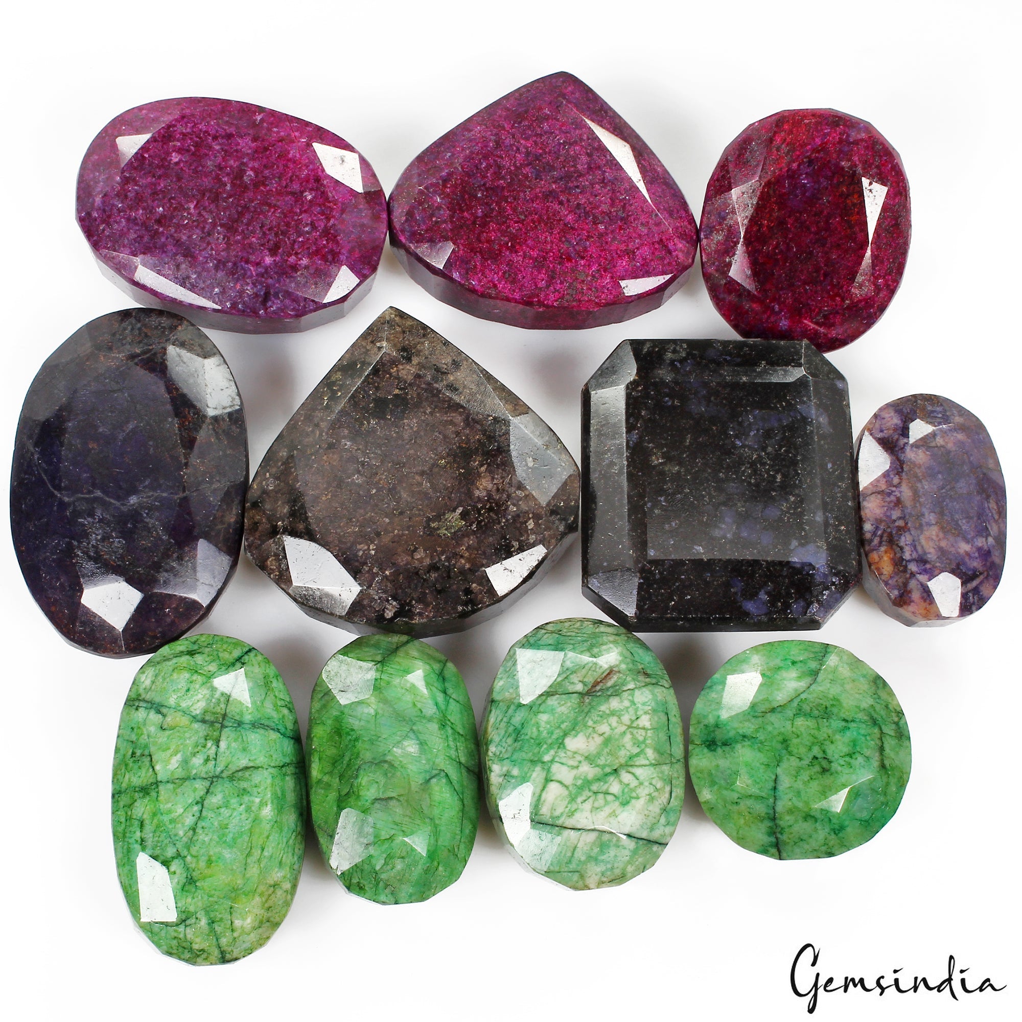 6100 Ct/11Pcs Natural Multi Color Emerald Ruby Sapphire Mixed Cut Loose Gems Lot
