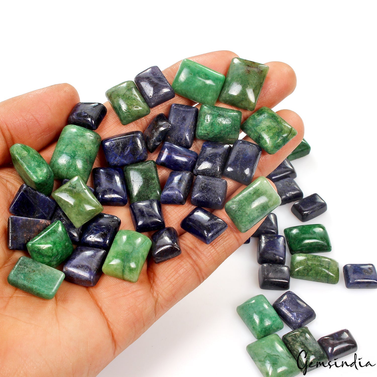 51 Pcs Natural Sapphire Emerald Mix Cabochon Loose 11-21mm Gemstones Lot~ 740 Ct