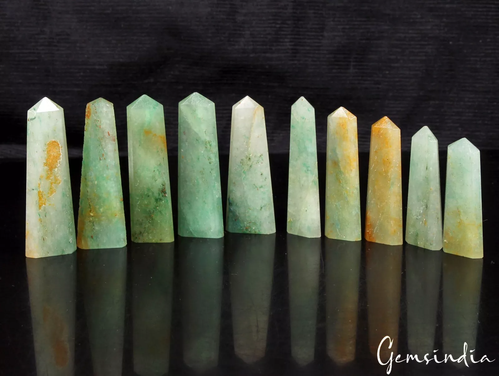 Natural Aventurine Obelisk Crystal Wand Tower Point Reiki Healing Gems ~10 Pcs