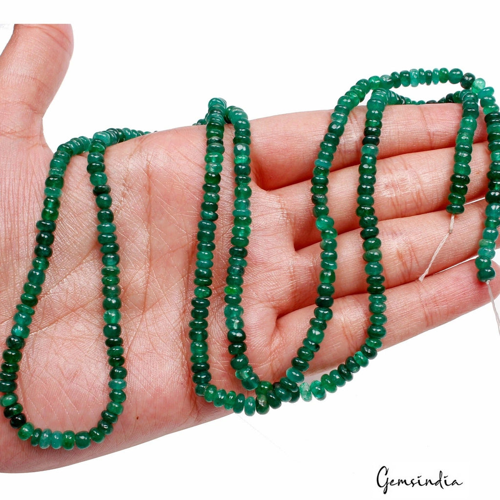 32"Long Strand Natural Emerald 3-4mm Stunning Green Round Drilled Cabochon Beads
