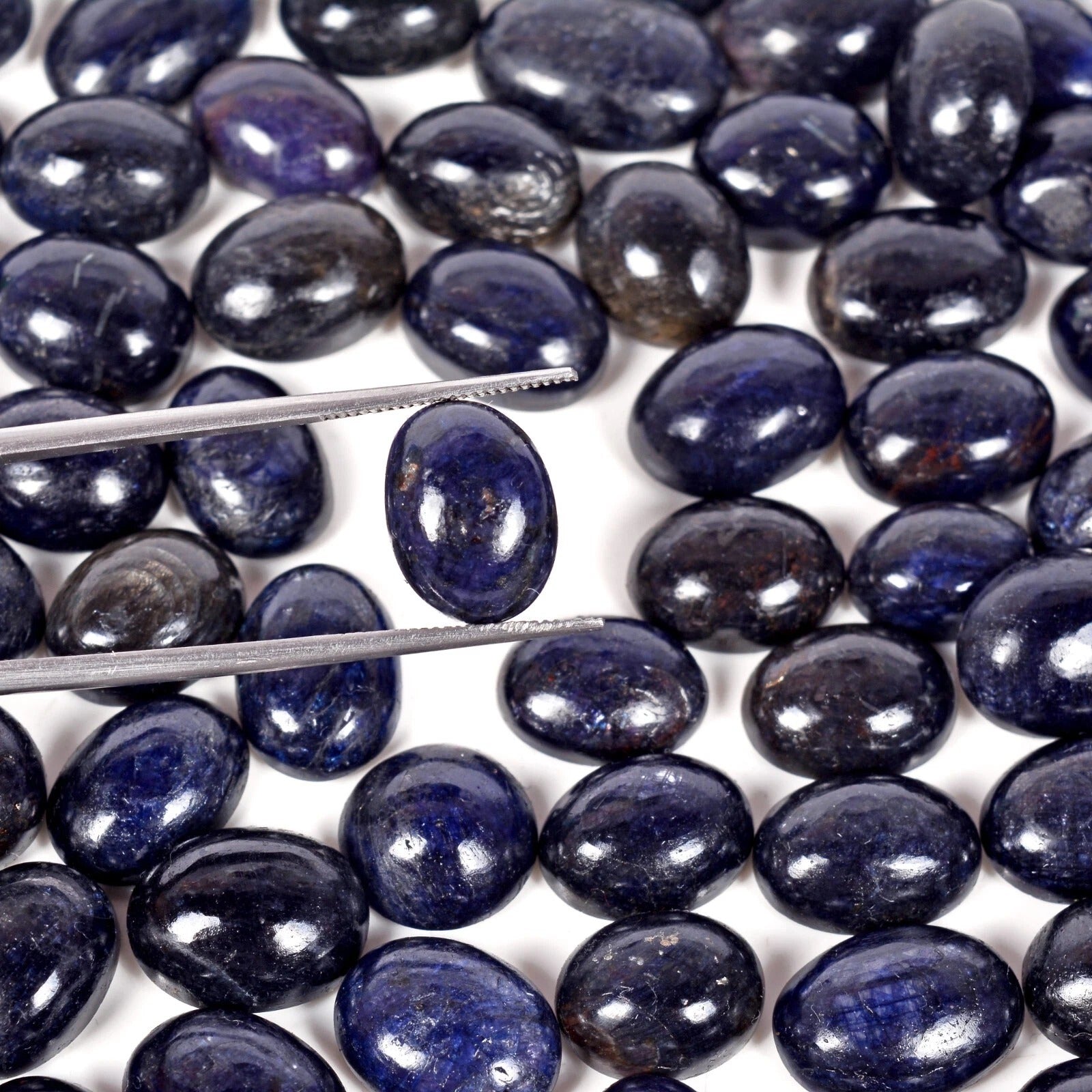 900Ct Blue Sapphire Oval 100 Pcs Gemstone Natural Cabochon Lot Ring Size 12-17mm