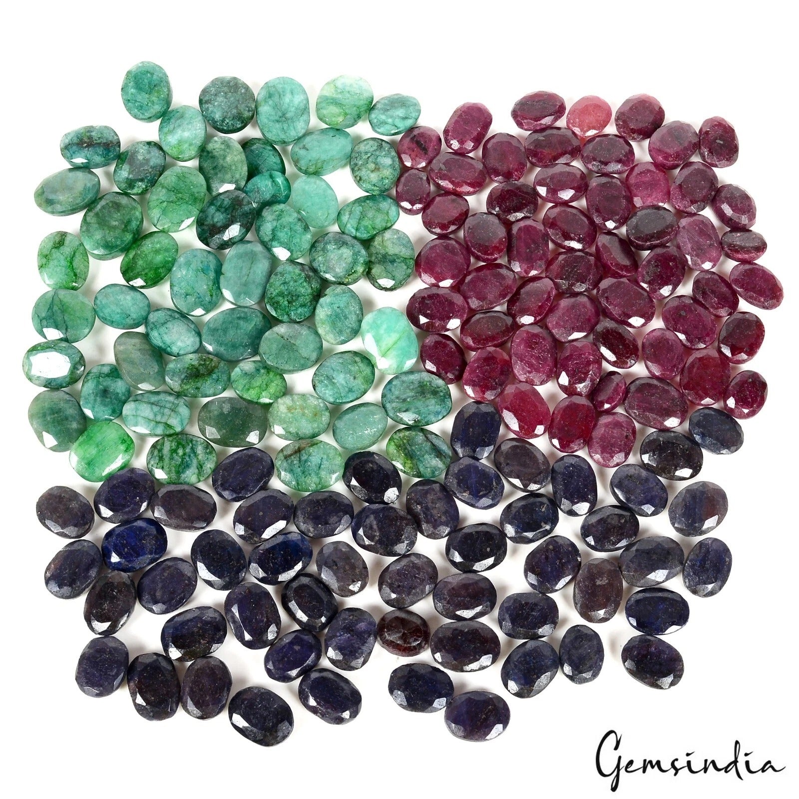 2500 Ct/154 Pcs Natural Multi Color Ruby Sapphire Emerald Mix Cut Wholesale Gems