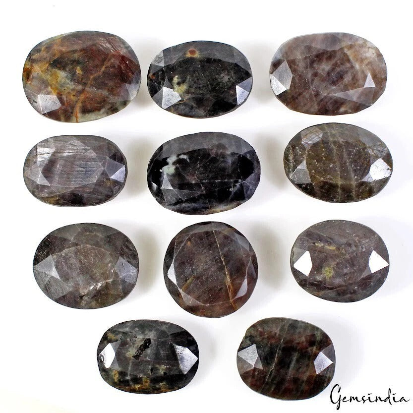 Sapphire Lot, Loose Gemstone, Untreated, Black — 11 Pieces, 26mm to 34mm, 1000 Ct