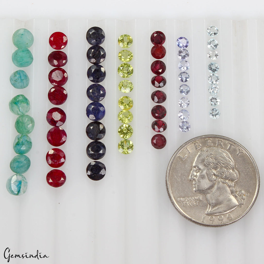 56Pcs Estate Genuine Semi Precious Loose Round Cut Multi Gemstone Lot Collection