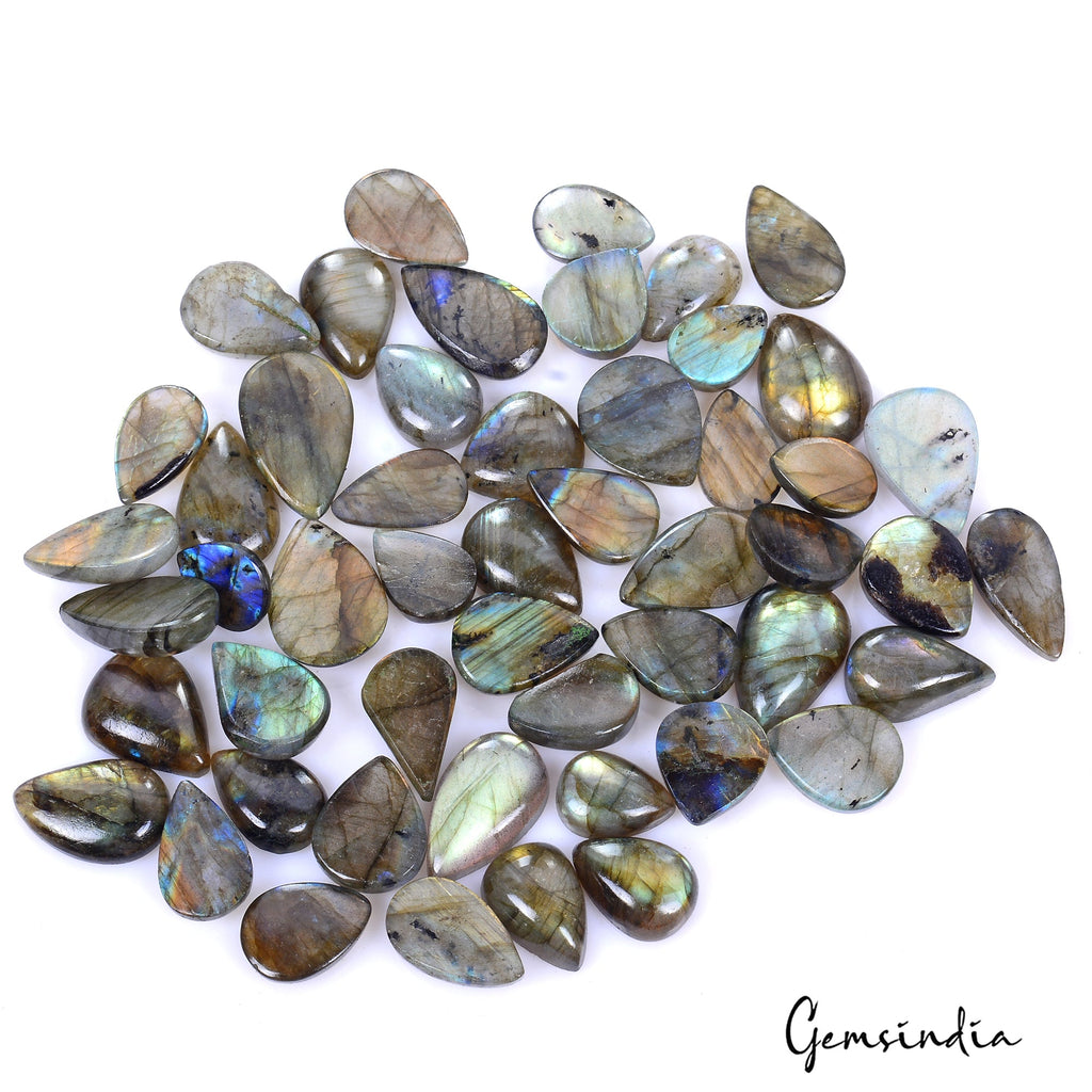 590 CtS/51 Pcs Natural Untreated Color Play Multi Shine Labradorite Mix Cab Gems