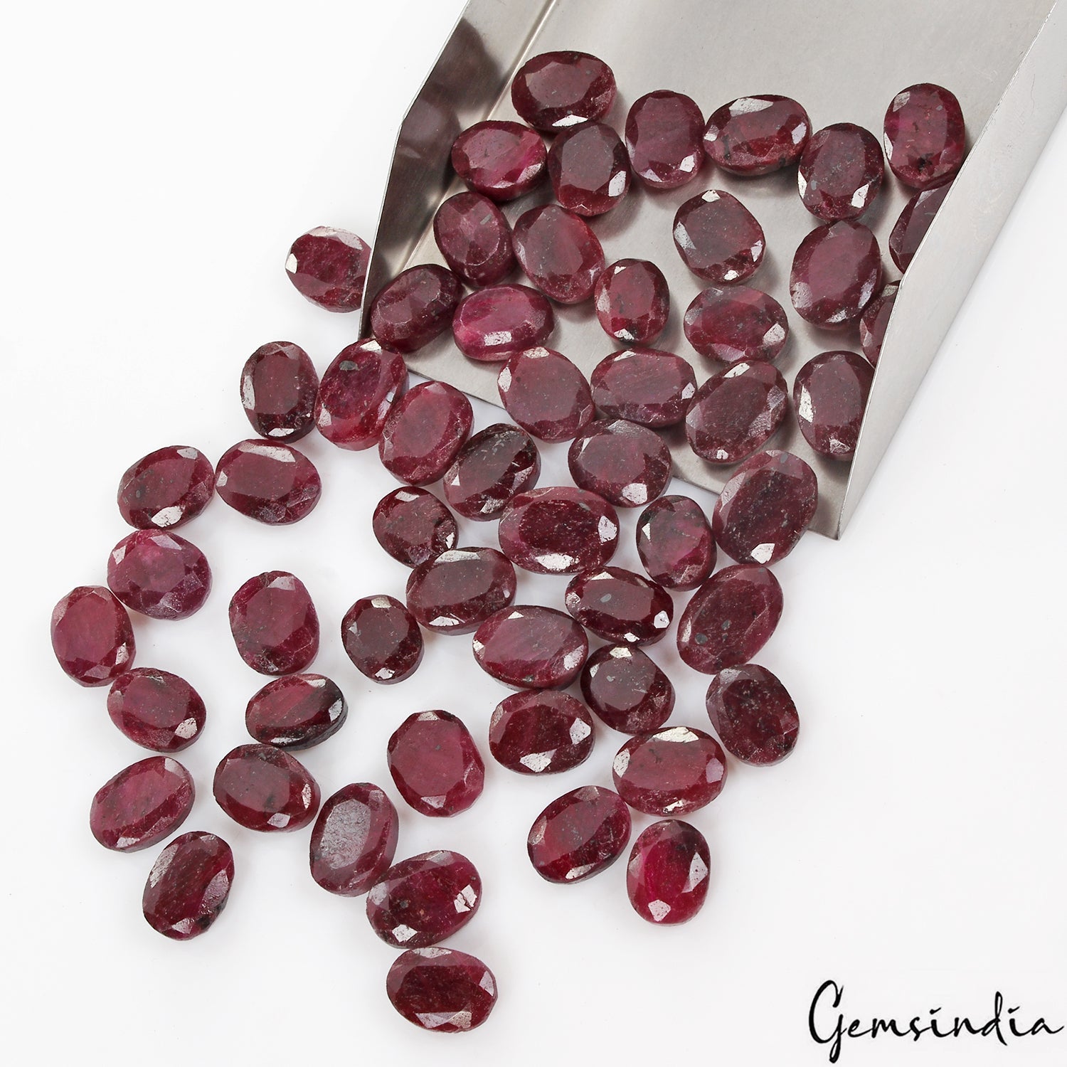 1000 Cts/56 Pcs Natural Deep Red Ruby Oval Faceted Cut Loose 15-19mm Gemstones