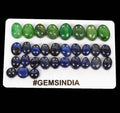 Certified 137.50Ct/18 Pcs Natural Blue Sapphire Green Emerald Mix Cab Loose Gems