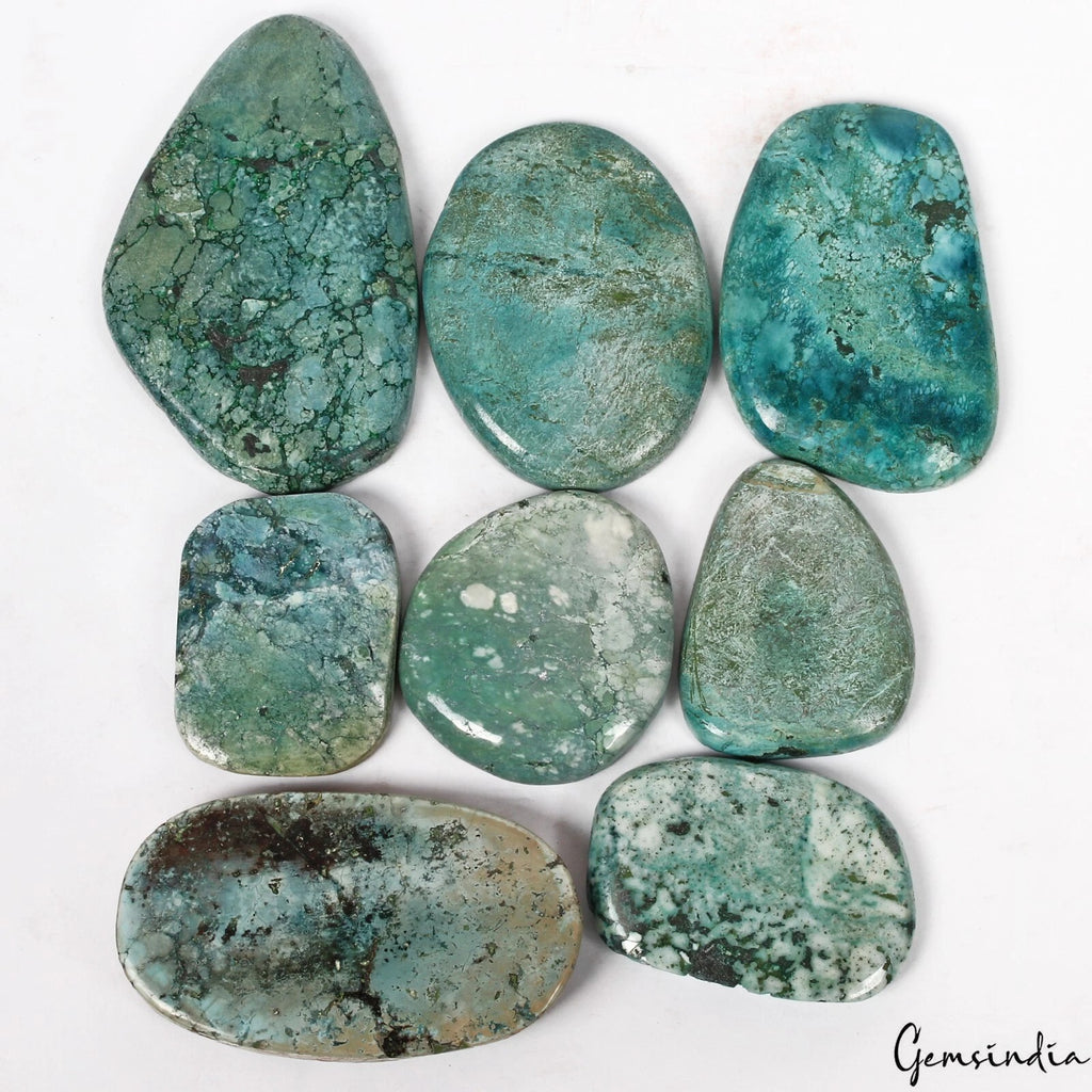 Turquoise Lot, Cabochon, Color Enhanced, Blue — 8 Pieces, 40mm to 73mm, 1100 Ct