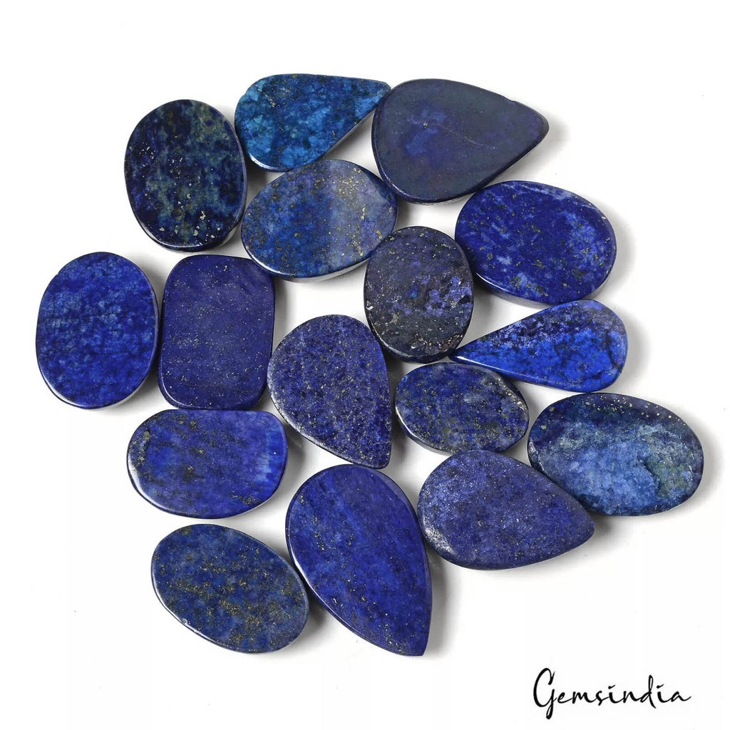 480Ct/16Pcs Natural Blue Gold Pyrite Lapis Lazuli Mix Cab Loose Gems For Jewelry