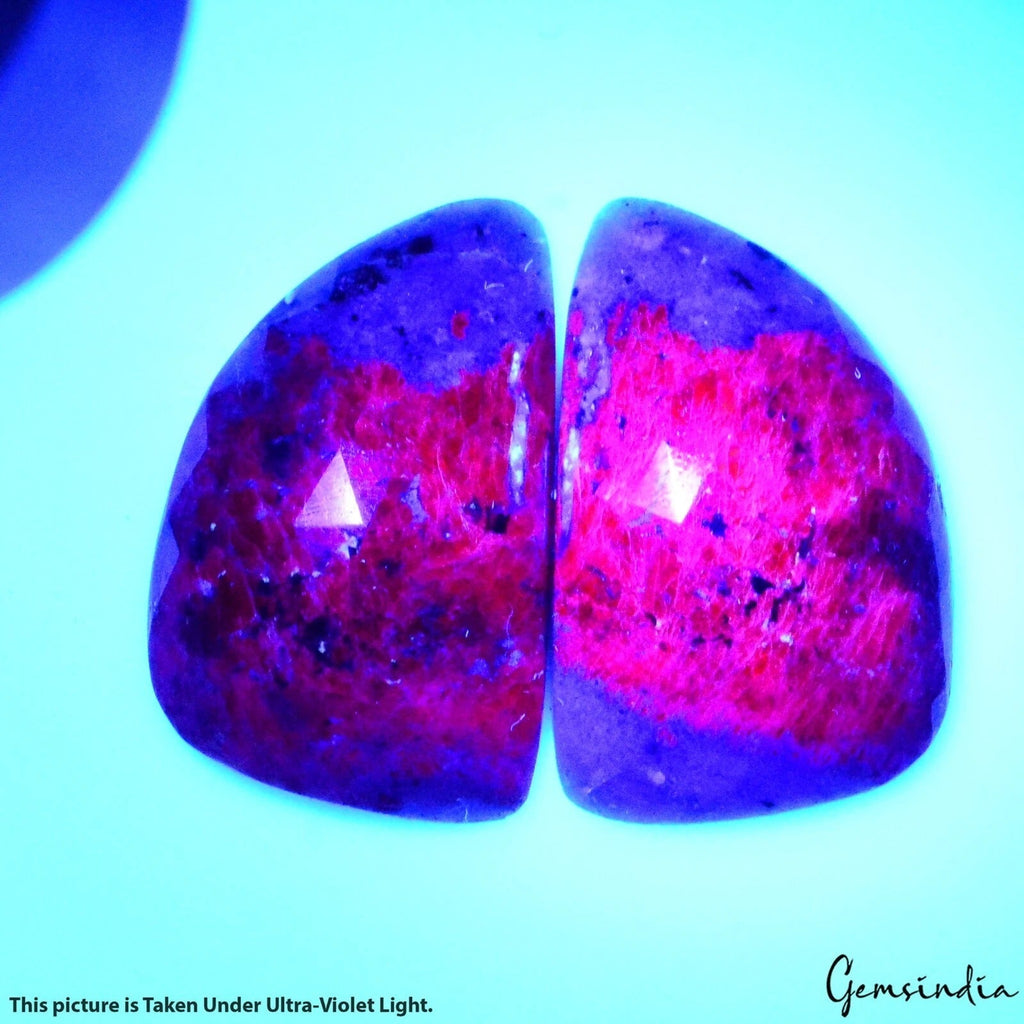 96 Ct Natural Bi Color Ruby in Zoisite Pair Fancy Checker Cut Gems For Earrings