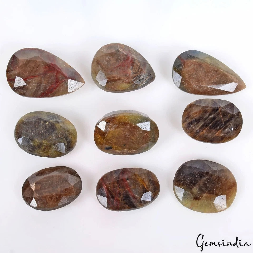 Certified 445 Cts/9 Pcs Natural Untreated Brown Sapphire Mixed Cut Loose Gem Lot