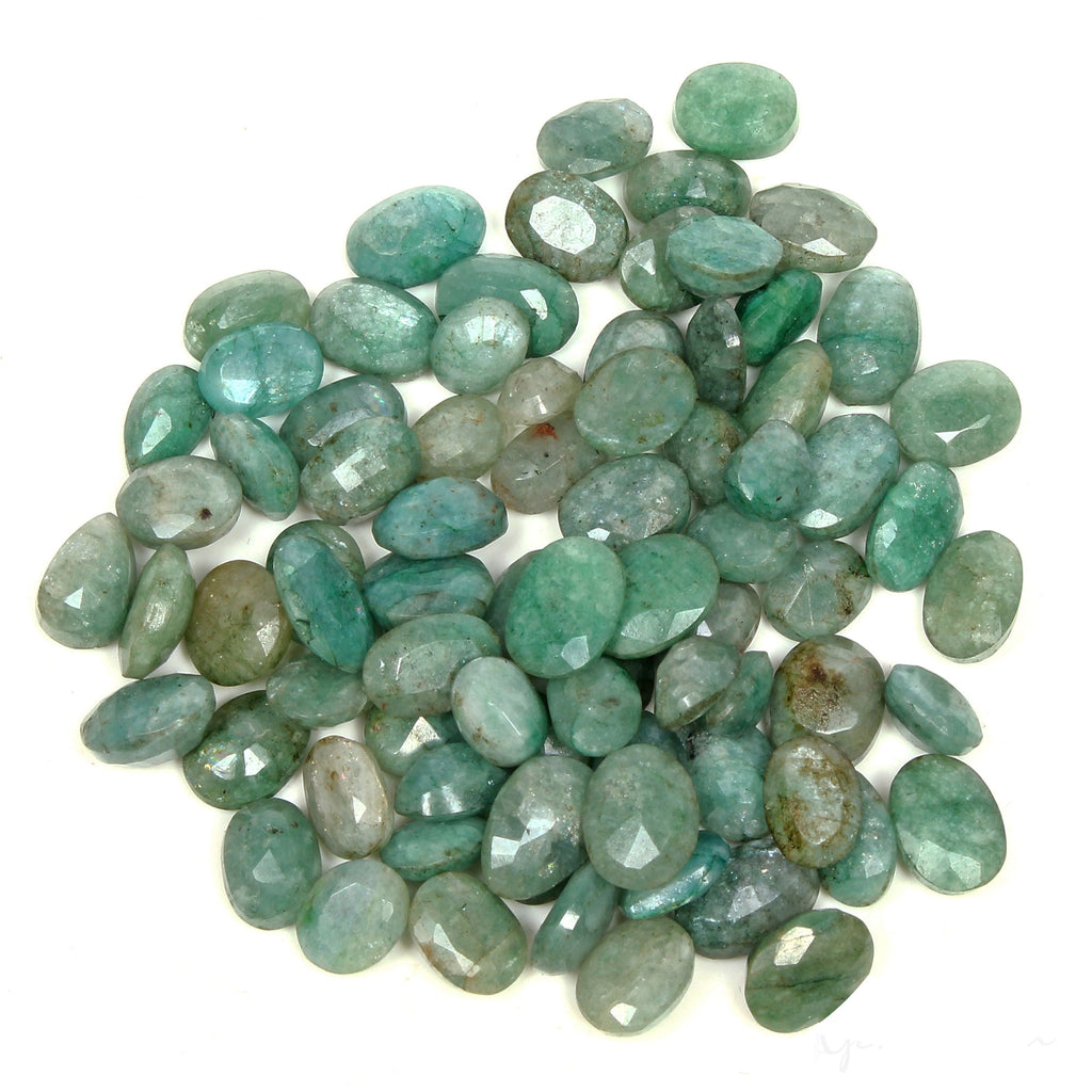 230.55 Ct Natural Green Brazilian Emerald Oval Faceted Loose Wholesale Lot 79 Pc