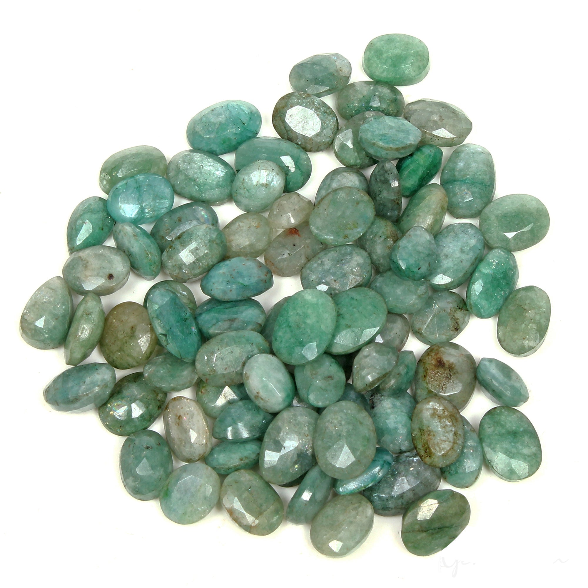 230.55 Ct Natural Green Brazilian Emerald Oval Faceted Loose Wholesale Lot 79 Pc