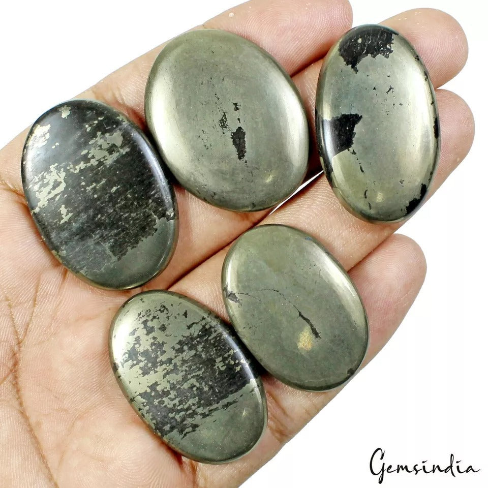 1000 Ct/17 Pcs Natural Untreated Peru Apache Gold Pyrite Mix Cabochon Gemstones